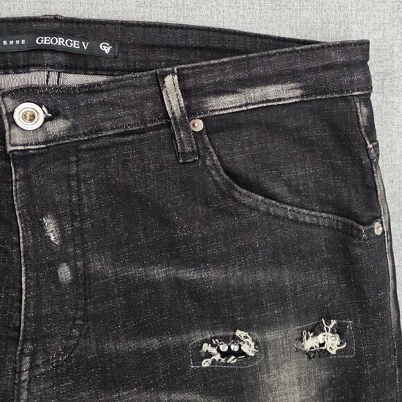 Avenue George V Paris Jeans Mens 36 Black Silver Skater Streetwear Grunge Punk - Picture 5 of 16